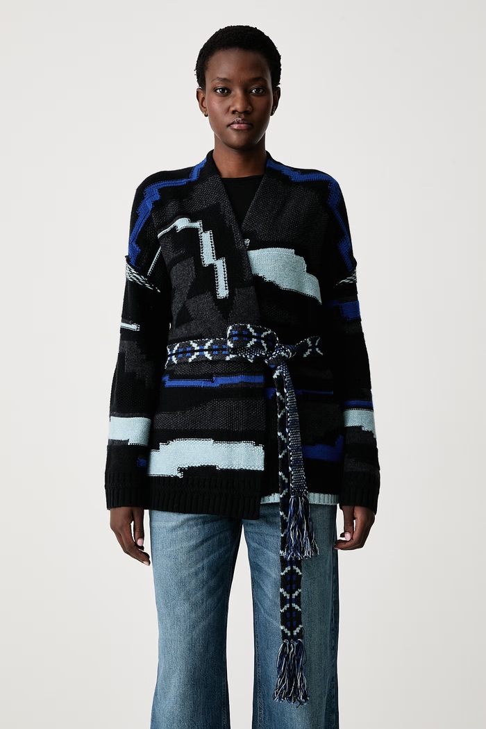 Zadig&Voltaire Ζακέτα Γυναικεία μάλλινη με προσθήκη κασμίρ ASPEN σκούρο μπλε KWCO01548