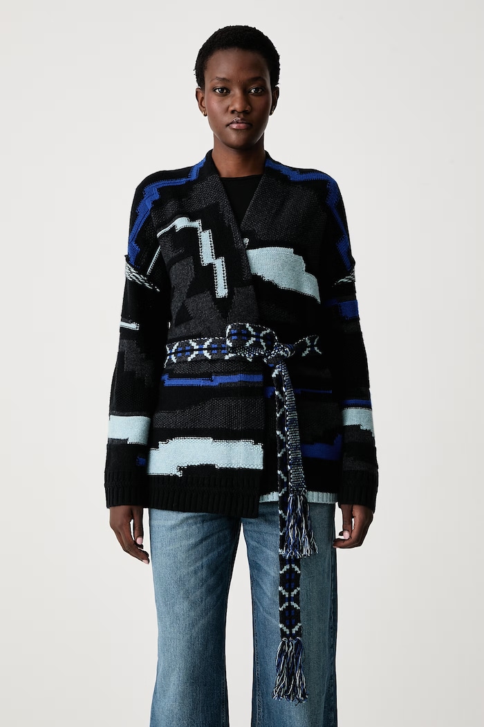 Zadig&Voltaire Ζακέτα Γυναικεία μάλλινη με προσθήκη κασμίρ ASPEN σκούρο μπλε KWCO01548
