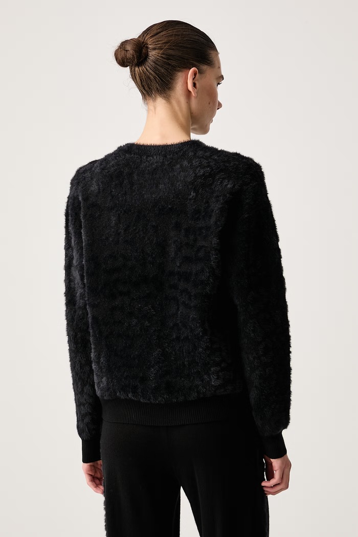 Odzież EA7 Emporio Armani Sweter lounge damski z dodatkiem wełny AF26685.7W001559 czarny