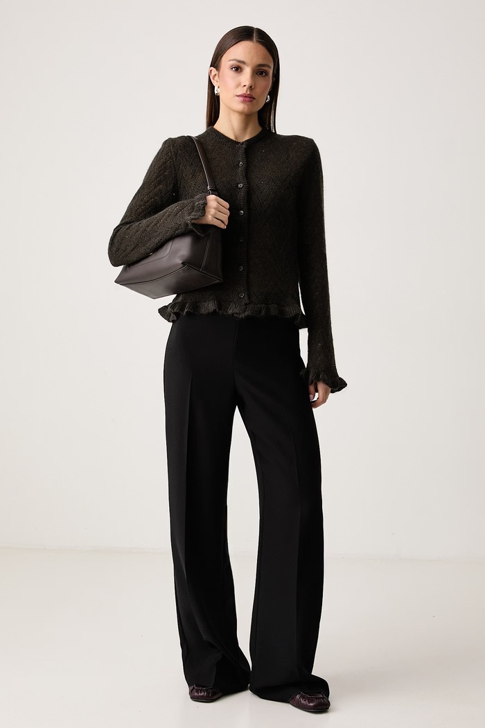 MSGM Kardigan damski z dodatkiem moheru 4142MDM190.267981 brązowy AW26