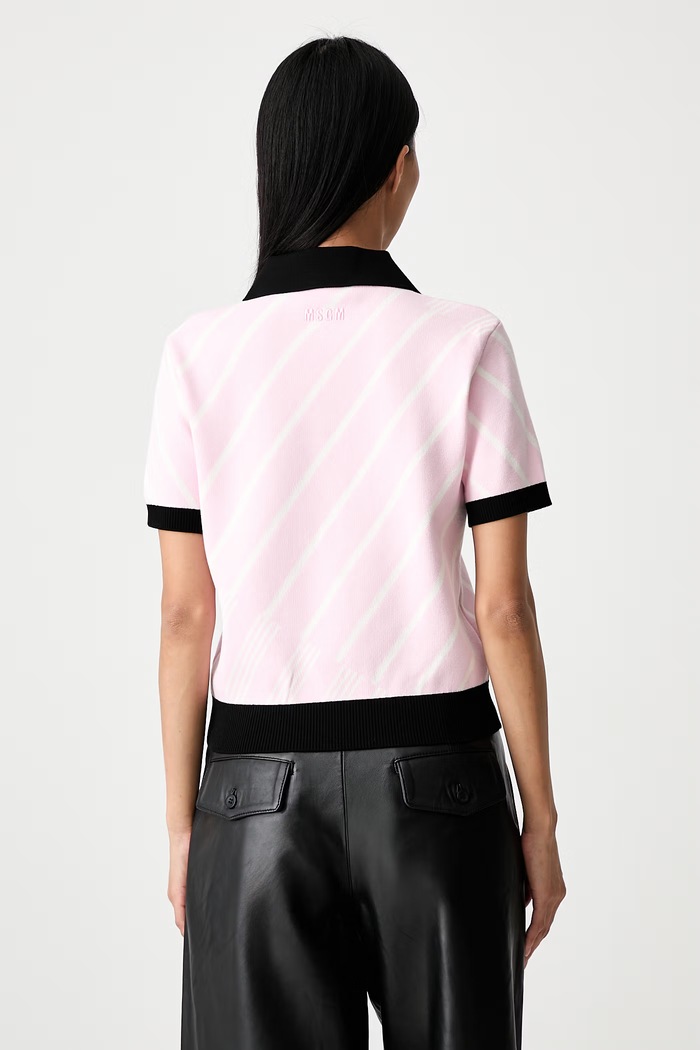 Odjeća MSGM pletena polo majica za žene s viskozom 4141MDM210.267756 roza