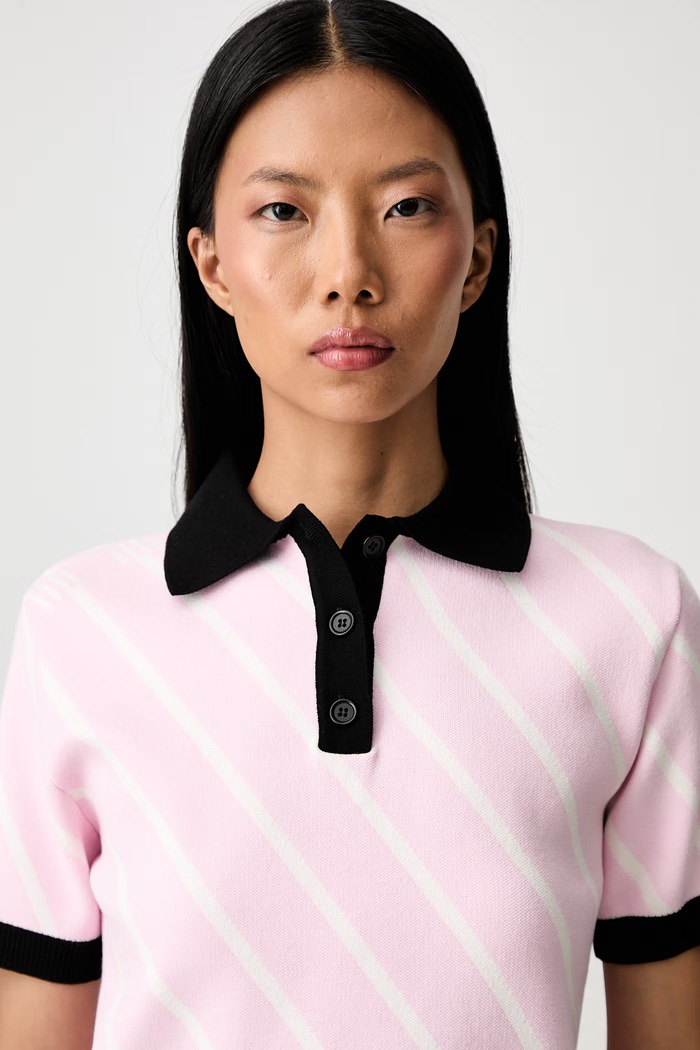 MSGM pletena polo majica za žene s viskozom roza 4141MDM210.267756