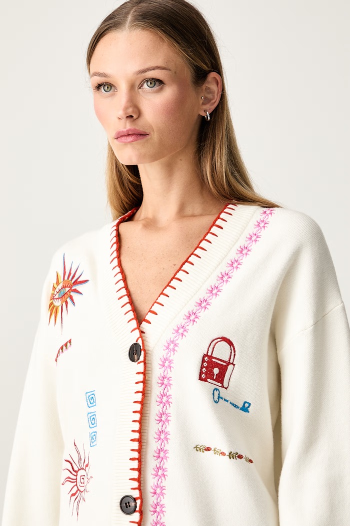 Never Fully Dressed kardigan damski z wiskozą beżowy NFDKN922