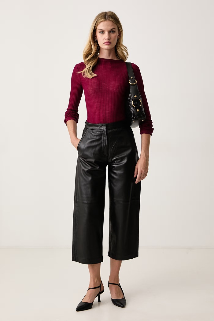 Patrizia Pepe Sweter damski wełniany 8K0420.K034 bordowy AW26