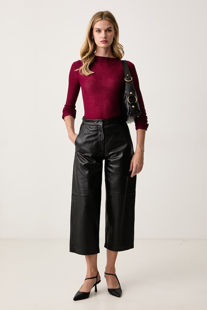 Patrizia Pepe Sweter damski wełniany 8K0420.K034 bordowy AW26