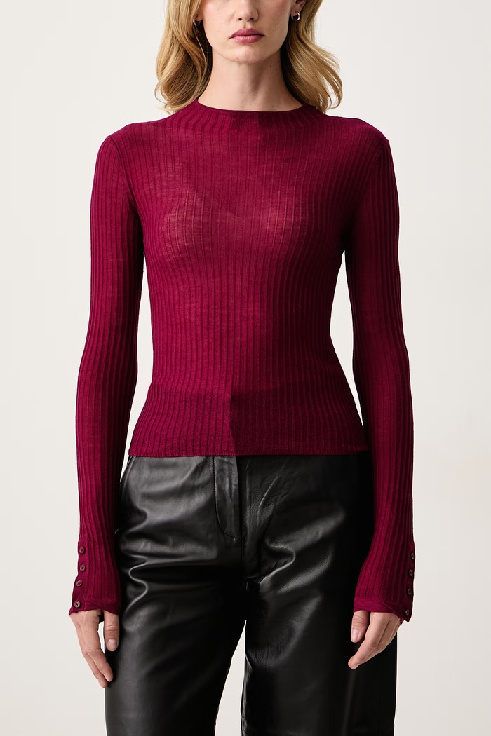 Sweter damski wełniany Patrizia Pepe 8K0420.K034 bordowy