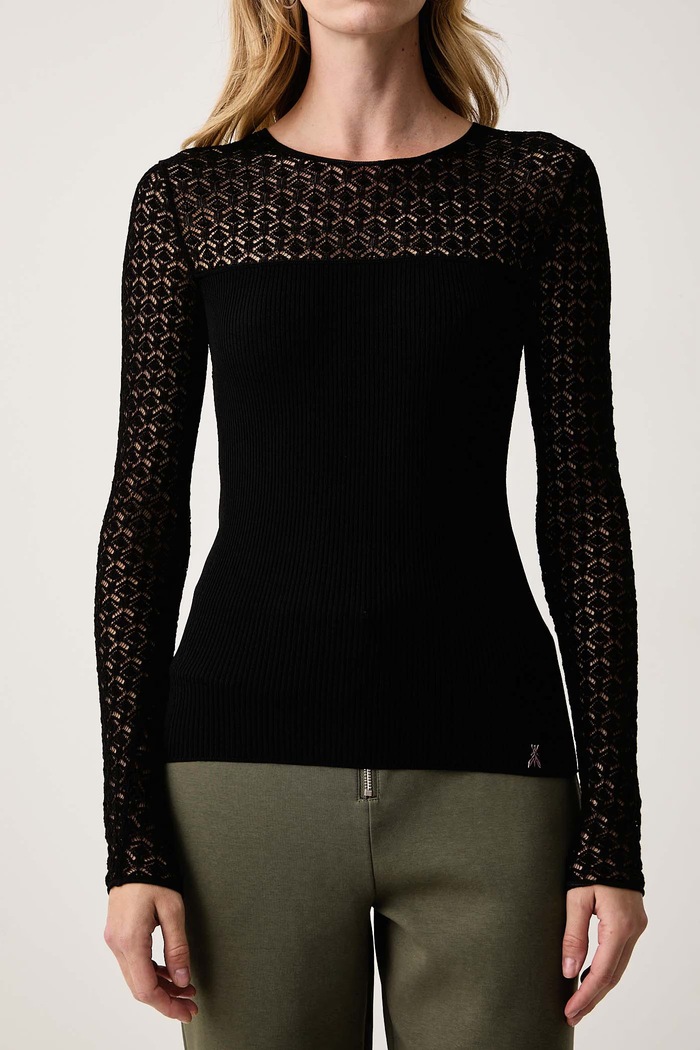 Sweter damski z wiskozą Patrizia Pepe 8K0380.KK014 czarny