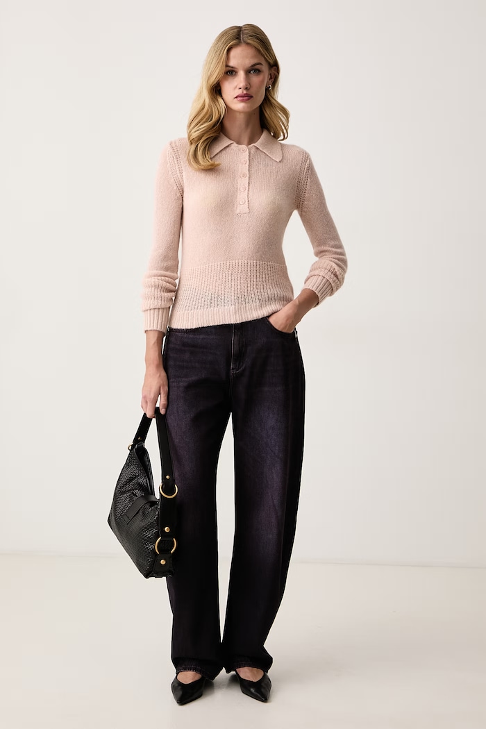 Patrizia Pepe Sweter damski z wełną 8K0102.KK012 różowy AW26