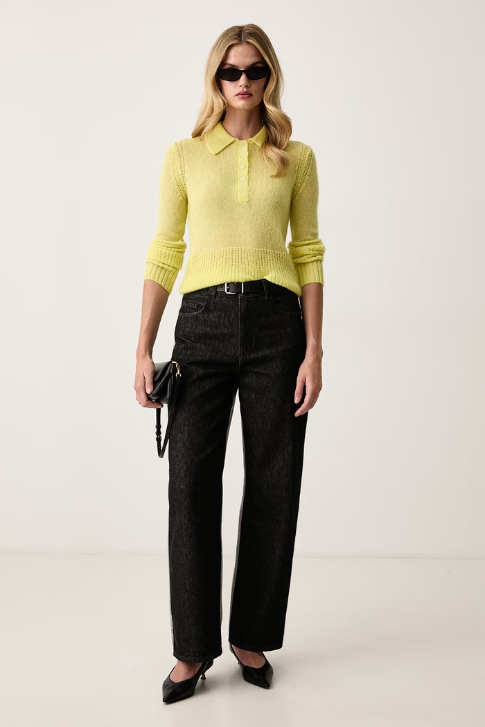 Patrizia Pepe Sweter damski z wełną 8K0102.KK012 żółty AW26