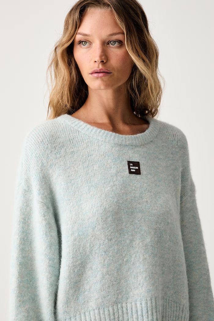 American Vintage sweter damski z wełną turkusowy EAST18V
