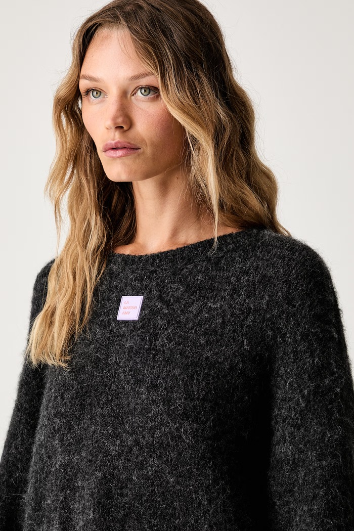 American Vintage sweter damski z wełną szary EAST18V