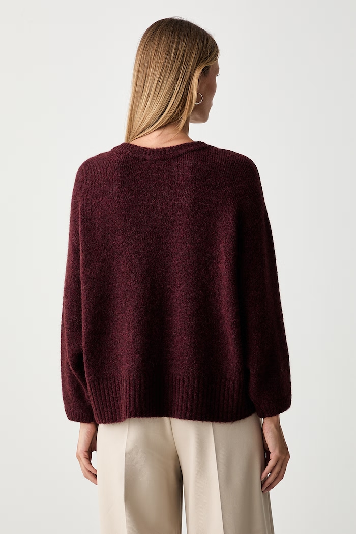 Odzież American Vintage sweter damski z wełną EAST18V bordowy