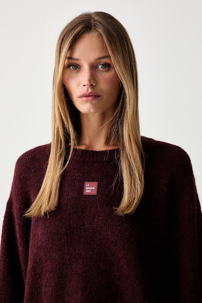 American Vintage sweter damski z wełną bordowy EAST18V
