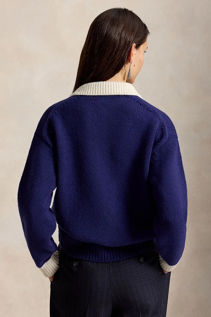 Polo Ralph Lauren WOOL RWS-SWEATER sweter wełniany damski 211B17749001 niebieski AW26