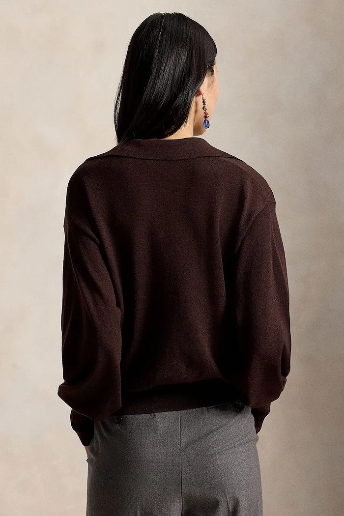 Polo Ralph Lauren MERINO WL RWS-SWEATER kardigan wełniany damski 211B17747001 brązowy AW26