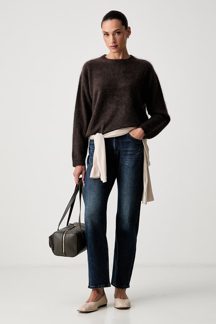 Marc O'Polo Sweter damski z wełny merino 5000014742 brązowy AW26