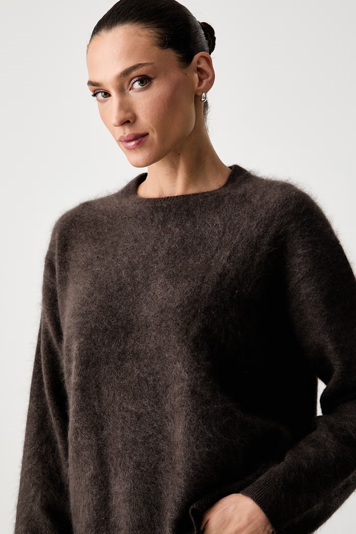 Sweter damski z wełny merino Marc O'Polo 5000014742 brązowy