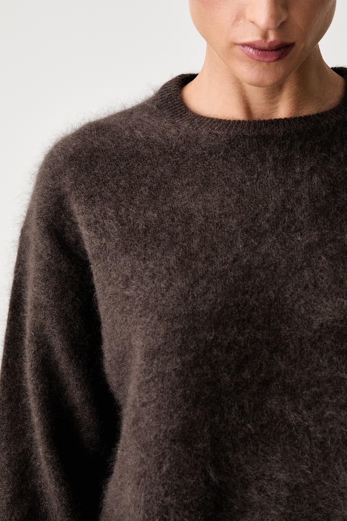 Sweter damski z wełny merino Marc O'Polo brązowy 5000014742