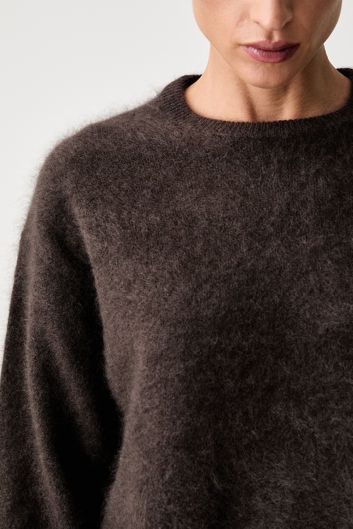 Sweter damski z wełny merino Marc O'Polo brązowy 5000014742