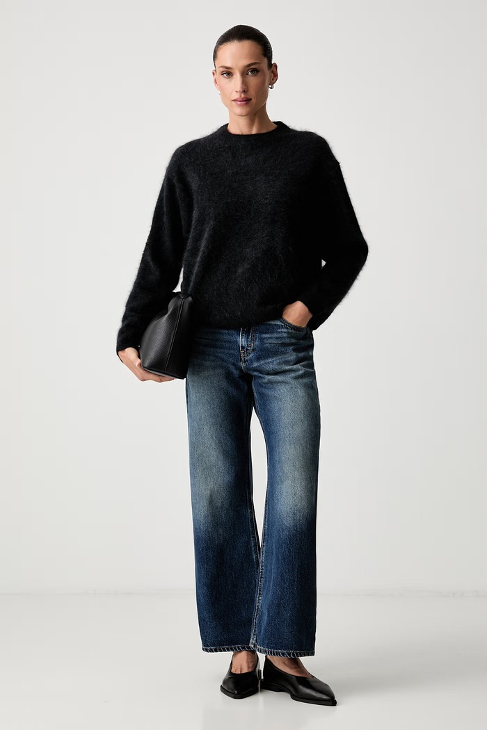 Marc O'Polo Sweter damski z wełny merino 5000014742 czarny AW26