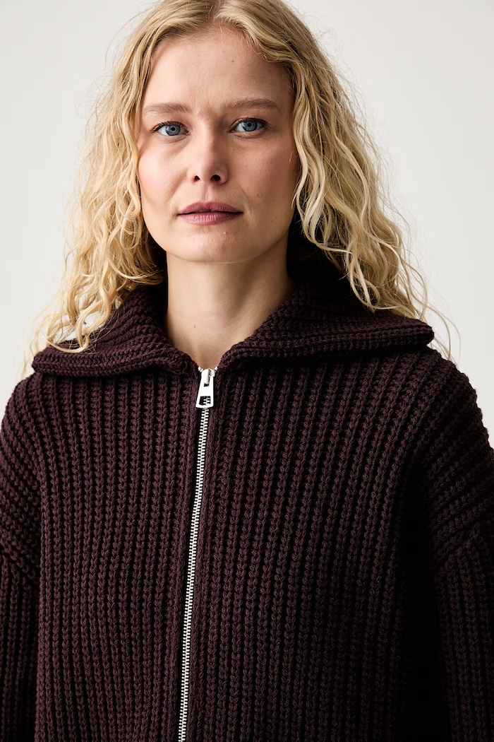 Marc O'Polo sweter rozpinany damski bawełniany bordowy 5000012278