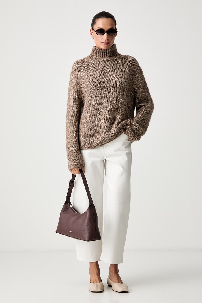 Marc O'Polo Sweter damski z dodatkiem wełny 5000012077 brązowy AW26