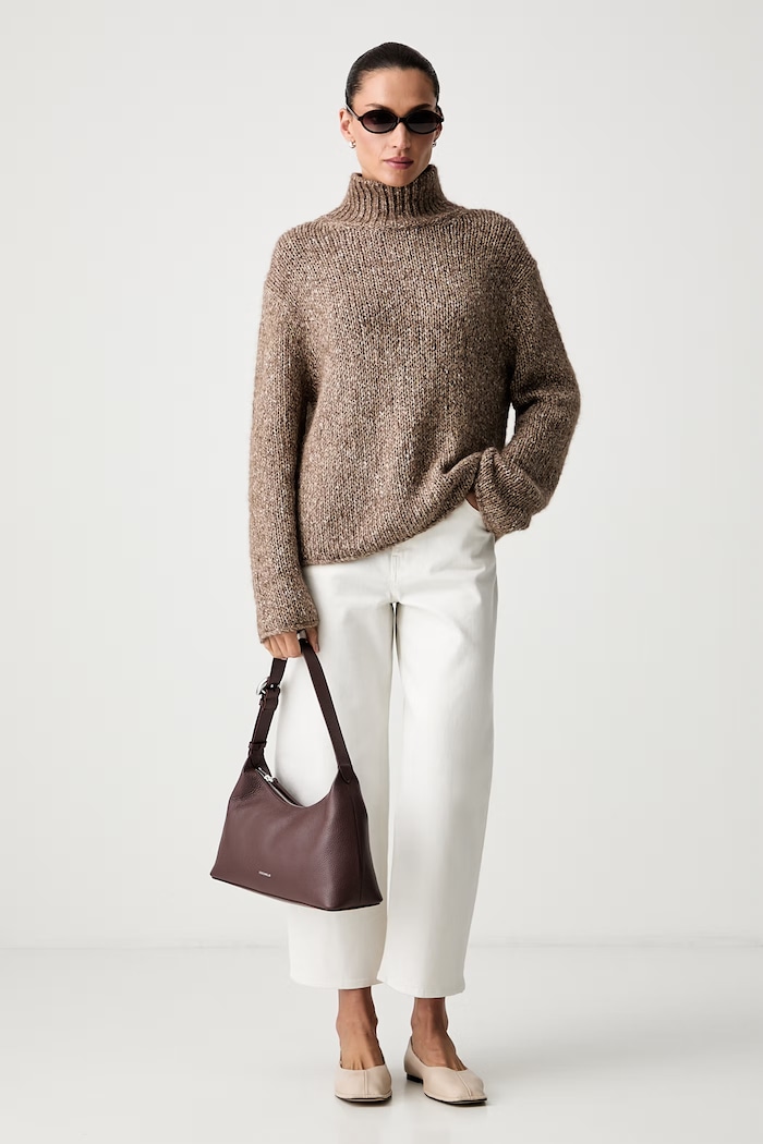 Marc O'Polo Sweter damski z dodatkiem wełny 5000012077 brązowy AW26