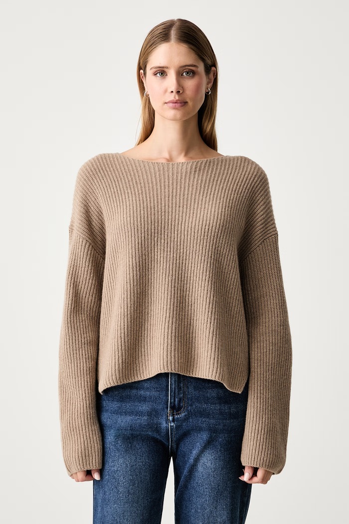 Marc O'Polo sweter damski z wełną beżowy 5000012064