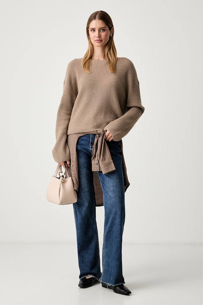 Marc O'Polo sweter damski z wełną 5000012064 beżowy AW26