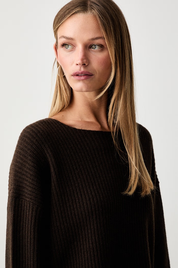 Marc O'Polo sweter damski z wełną brązowy 5000012064