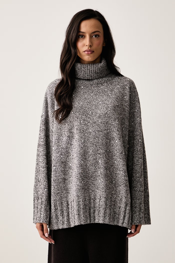 Pinko Sweter damski z dodatkiem wełny szary 107337.A3GD