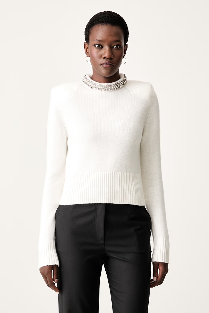 Pinko sweter damski z dodatkiem wełny beżowy 107274.A3GI