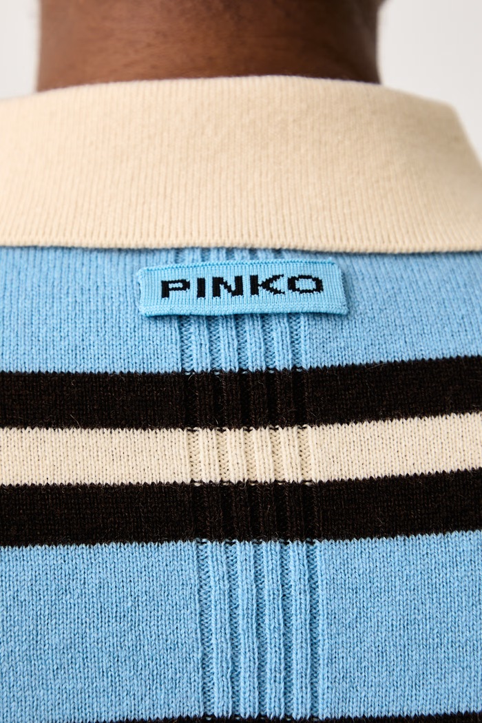 Pletena polo majica za žene od vune Pinko plava 105450.A3G1