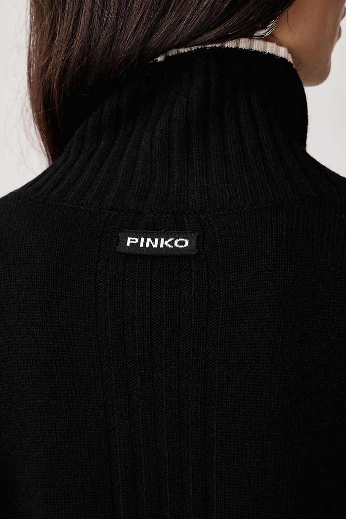 Пуловер с ниско поло дамски от вълна Pinko 105446.A3G1 черен