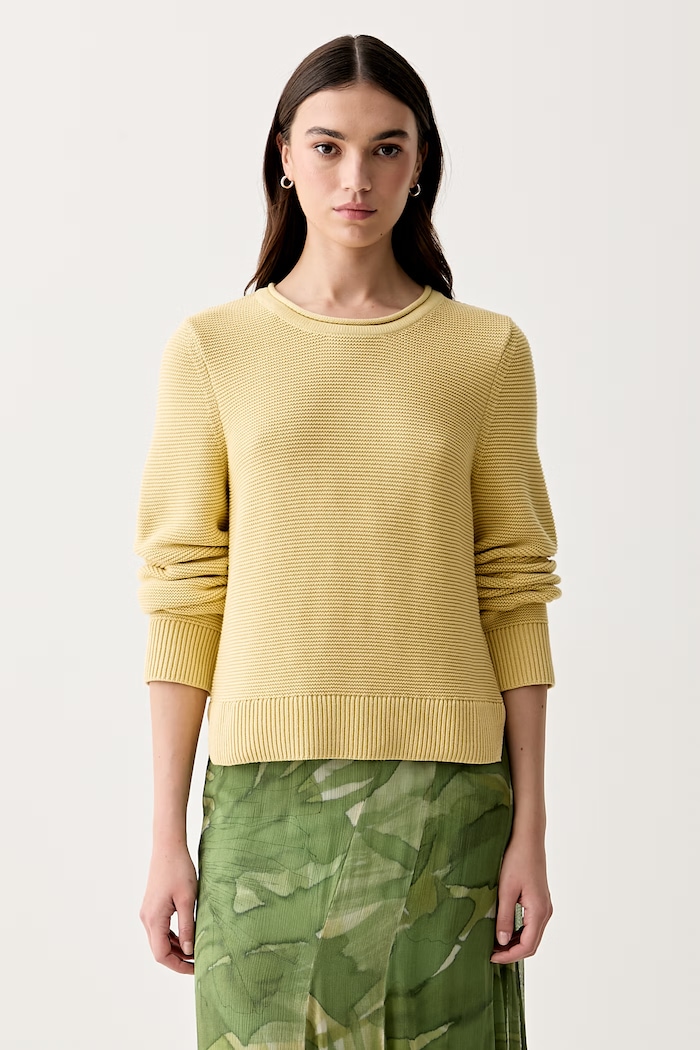 Barbour sweter damski bawełniany Fawley żółty LKN1775