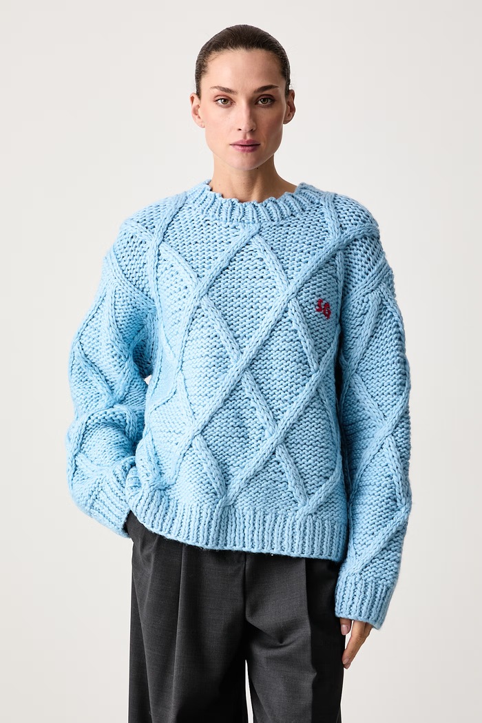 Stine Goya Sweter damski wełniany niebieski SG.AW26.K072.2497
