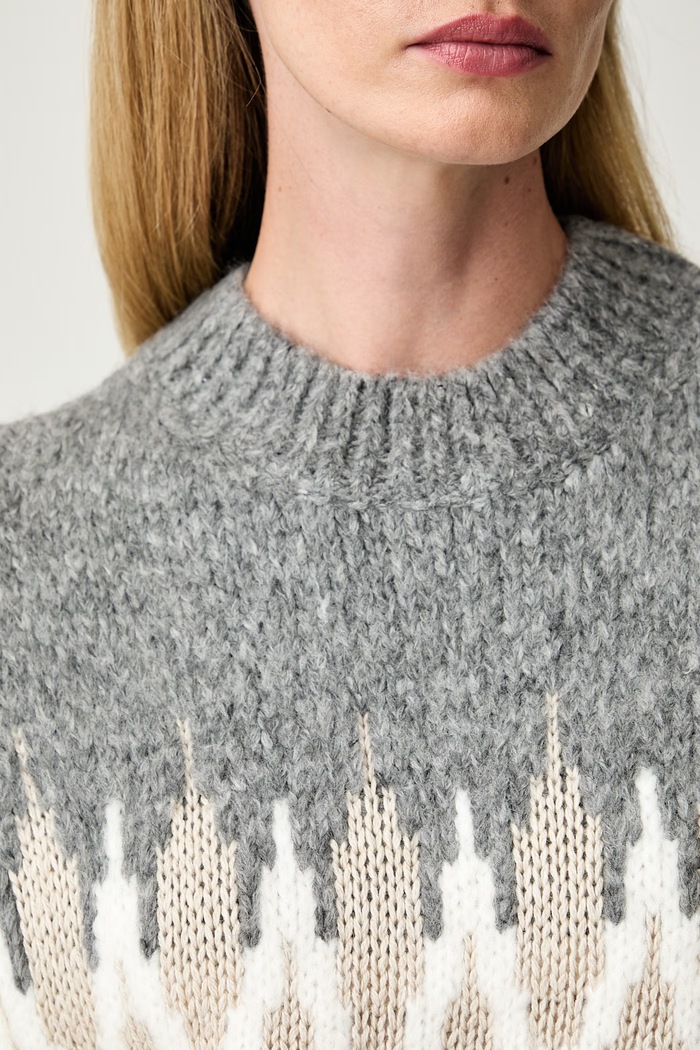 Joop! sweter z krótkim rękawem damski z dodatkiem wełny 30105338 szary