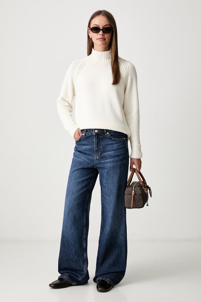 Joop! sweter damski z dodatkiem wełny 30104523 beżowy AW26