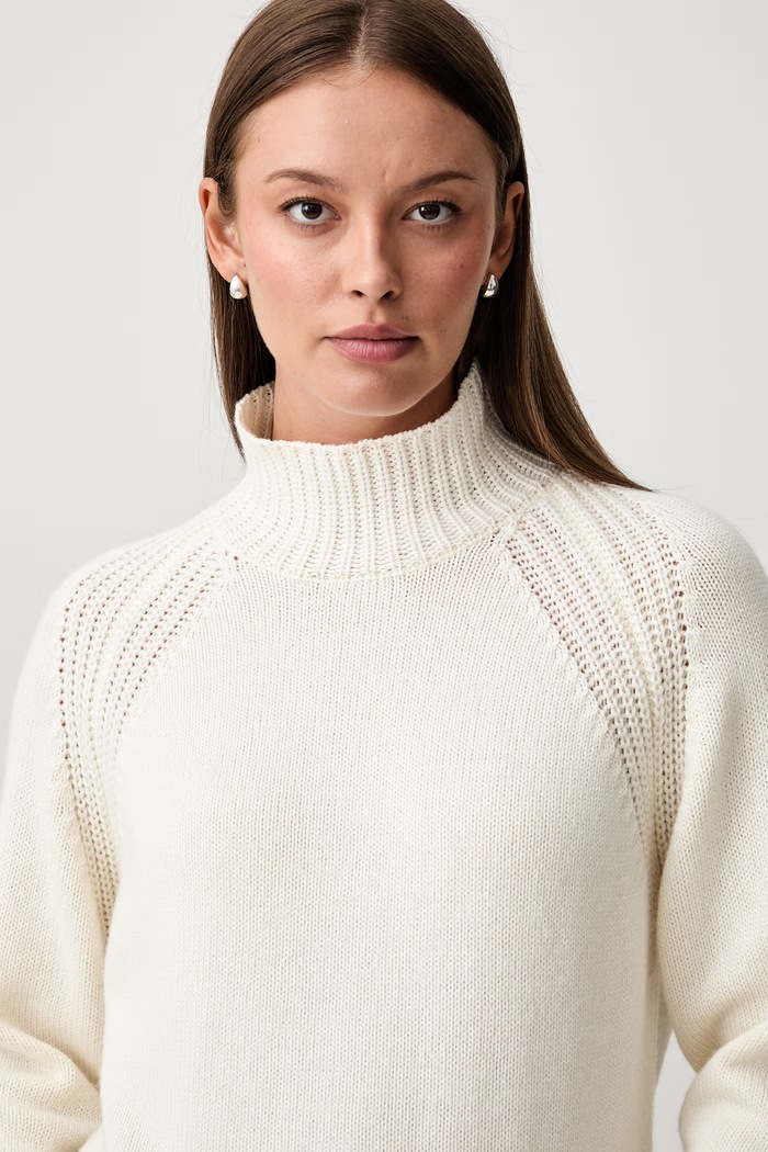 Joop! sweter damski z dodatkiem wełny beżowy 30104523