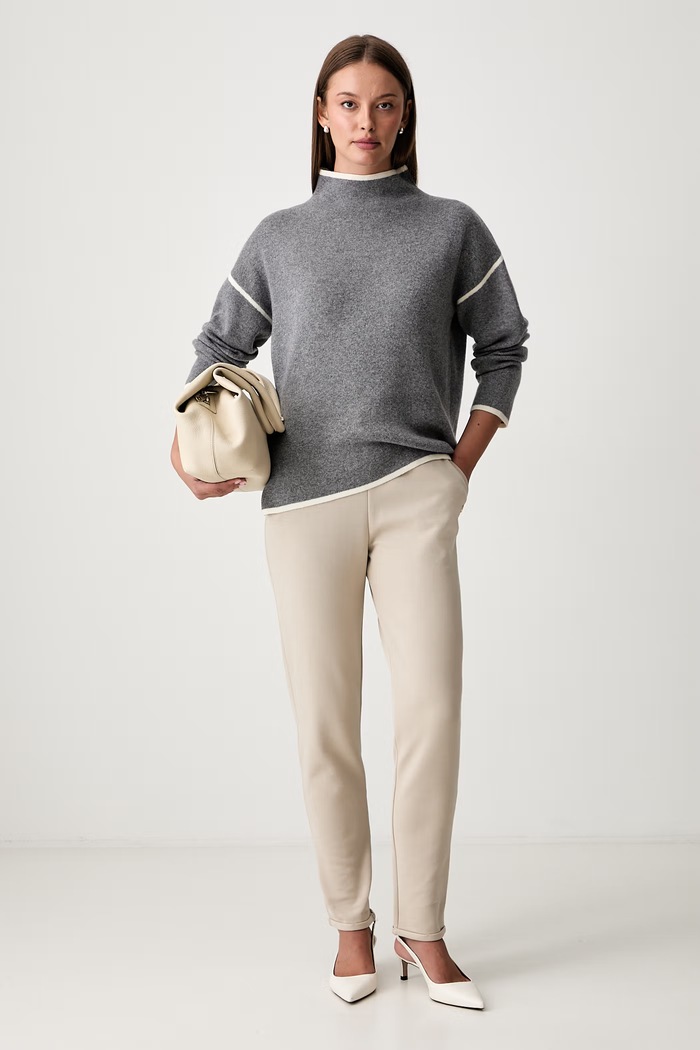 Joop! sweter damski z dodatkiem wełny 30104311 szary AW26