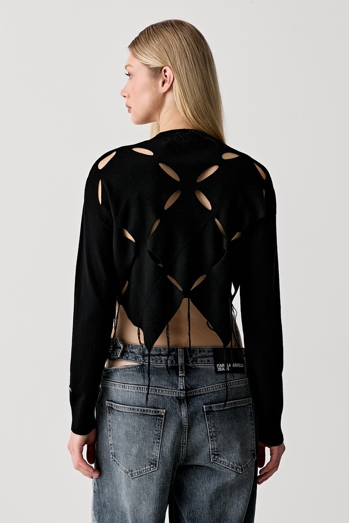 Odzież Karl Lagerfeld Jeans sweter damski z wiskozą B3W18013 czarny