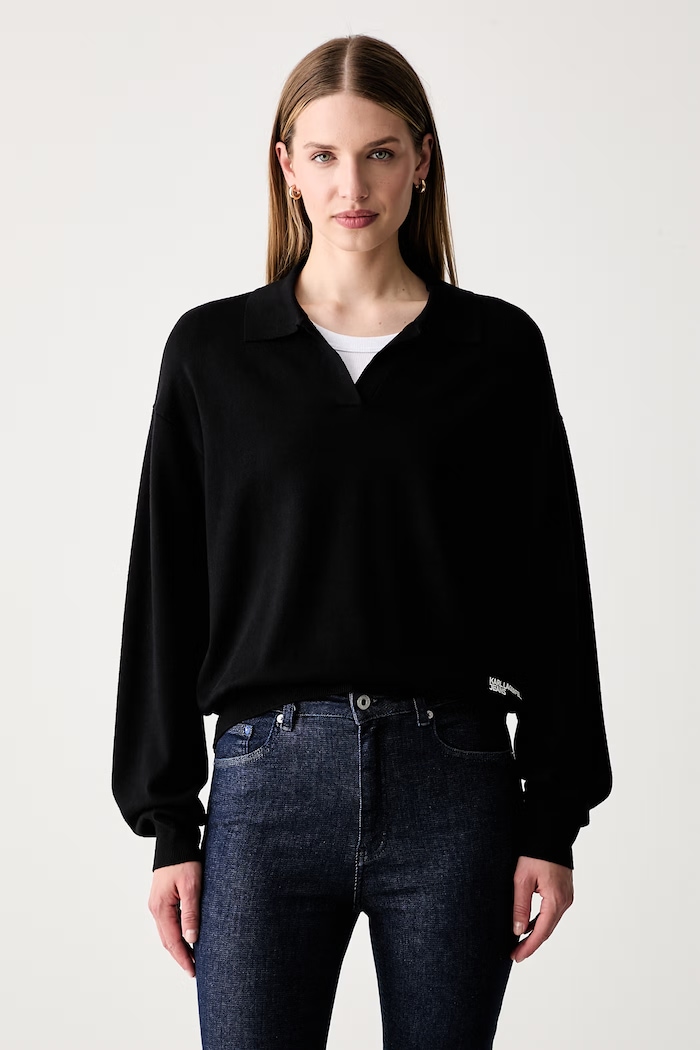 Karl Lagerfeld Jeans sveter dámsky s viskózou čierna B3W18012