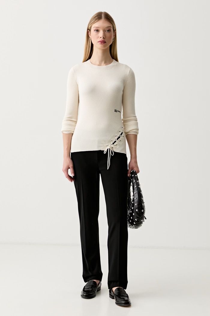 Karl Lagerfeld Jeans sweter damski z wiskozą B3W18009 beżowy AW26