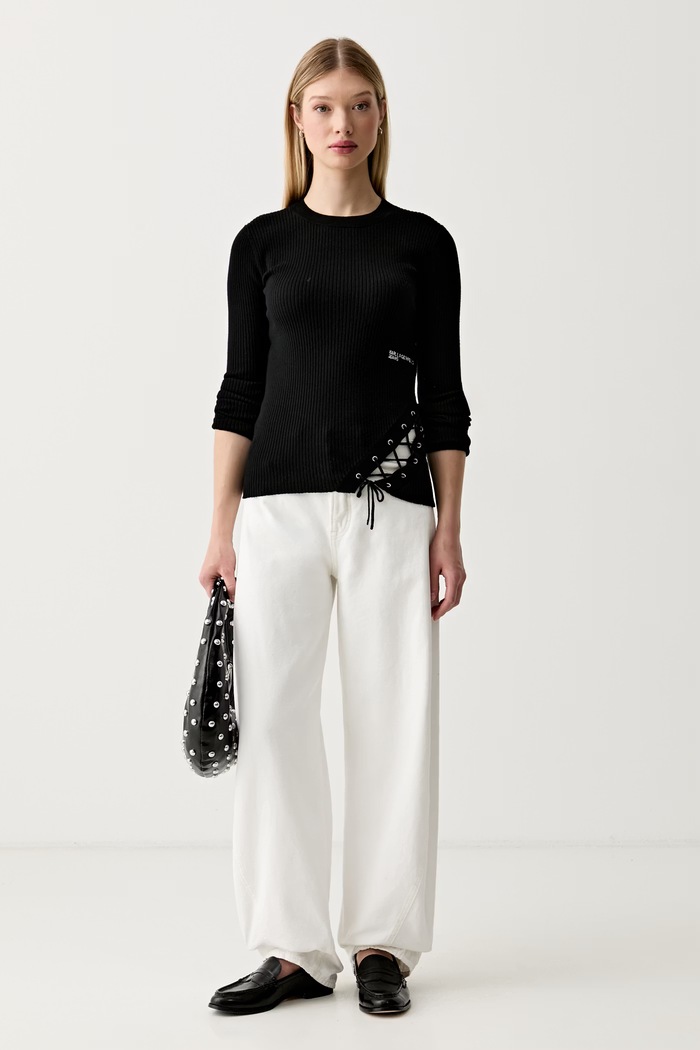 Karl Lagerfeld Jeans πουλόβερ γυναικείο με βισκόζη B3W18009 μαύρο AW26