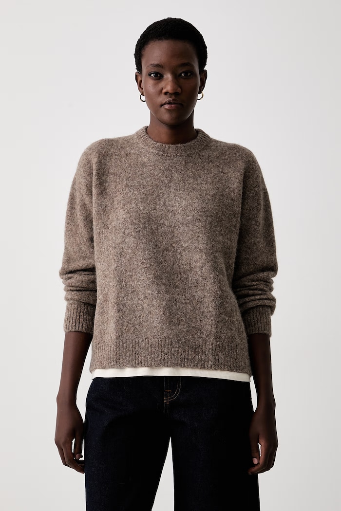 A.P.C. sweter damski z wełną pull candice brązowy WPABQ.F23525