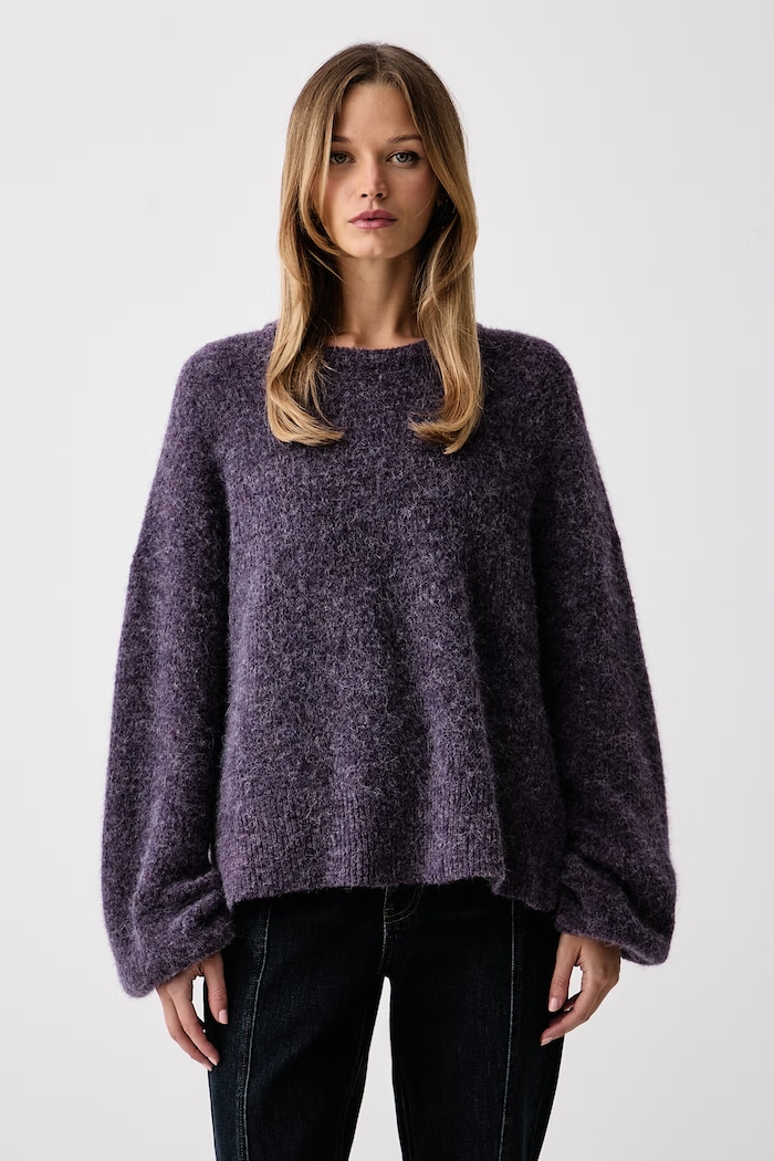 Gestuz Sweter damski z wełną GZalpha fioletowy 10911517