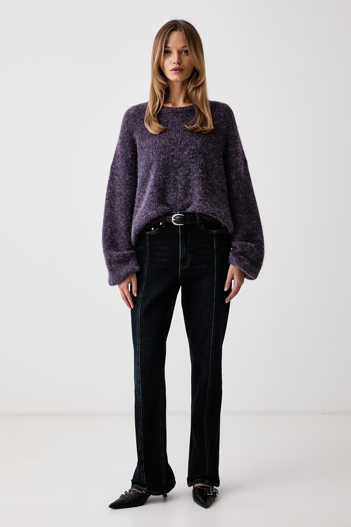 Gestuz Sweter damski z wełną GZalpha 10911517 fioletowy AW26