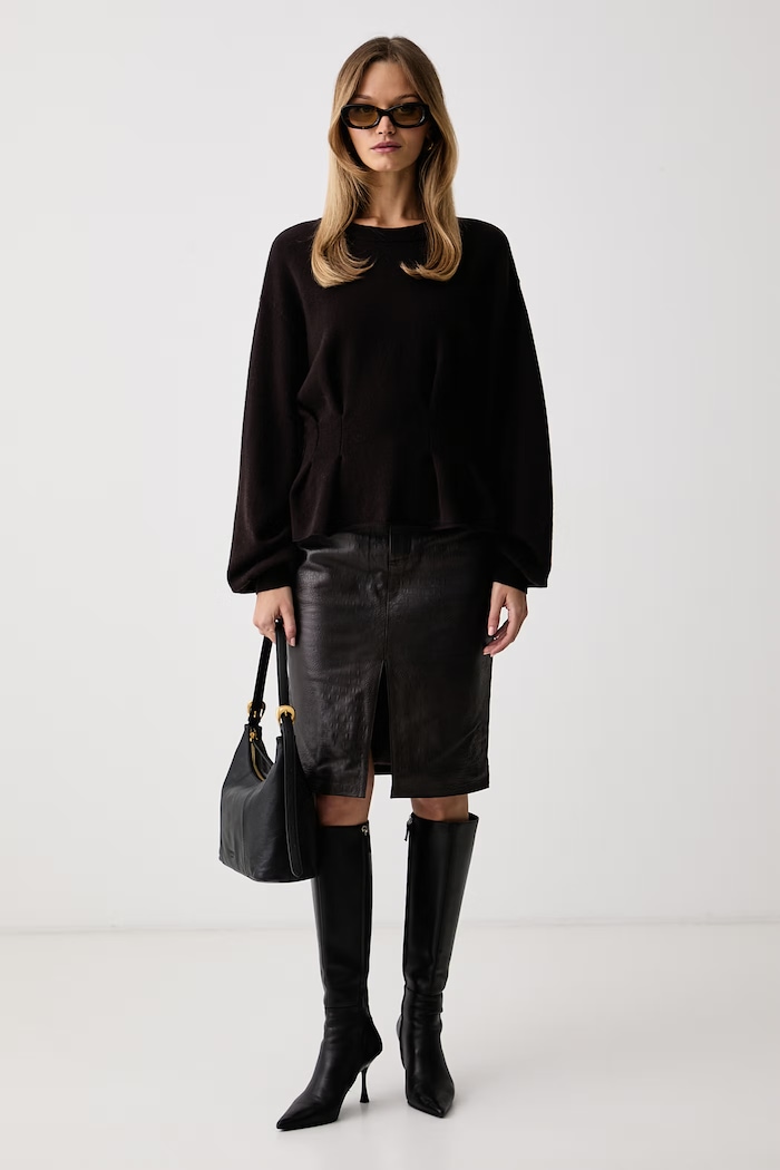 Gestuz Sweter damski wełniany GZmanzi 10911492 brązowy AW26