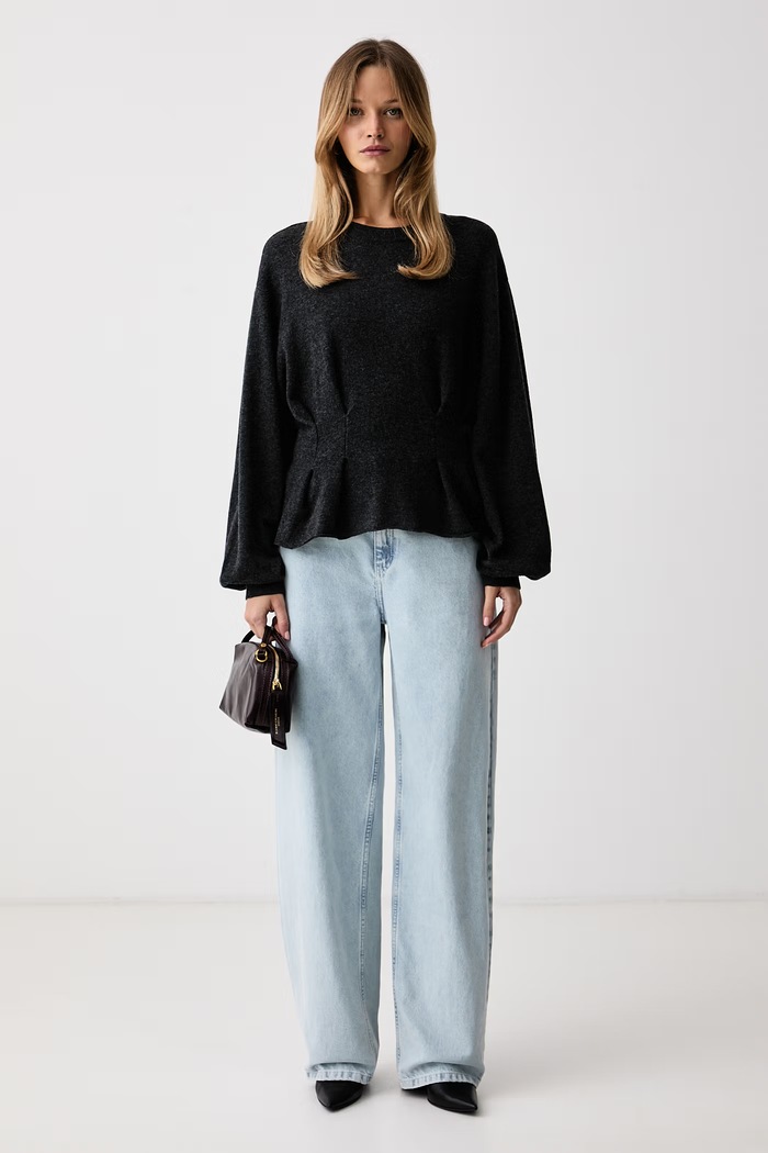 Gestuz Sweter damski wełniany GZmanzi 10911492 szary AW26