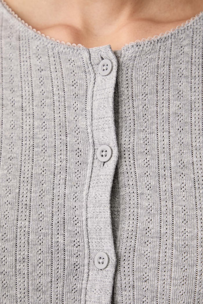 Longsleeve piżamowy damski z bawełną Lovie Chantelle szary C1AUL0